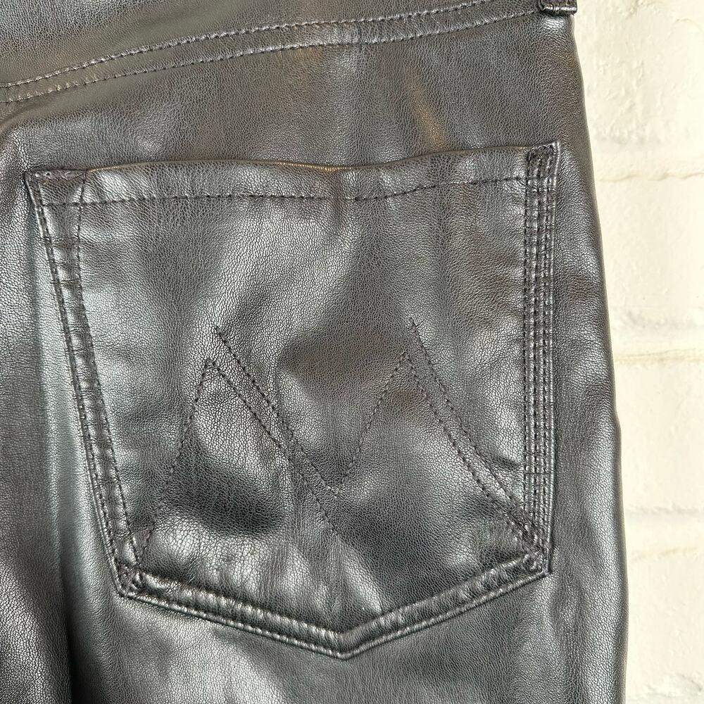 Mother The Dazzler Skimp Faux Leather Vegan Pants Black High Rise Slim Leg 30 - Picture 12 of 13